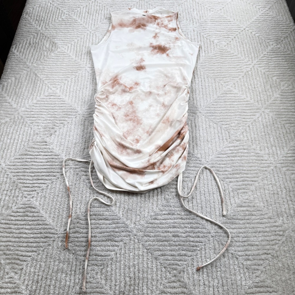 Guess Mini Dress Women's Tie Dye Ruched Mock XL Bodycon Club Y2K Night Out Retro
